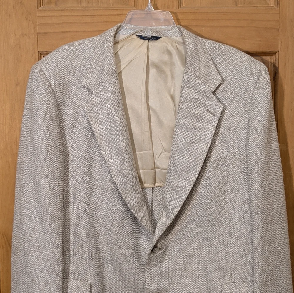 Vintage Kuppenheimer Tweed Sport Coat Wool Blazer Jacket Beige Winter Men's 46L